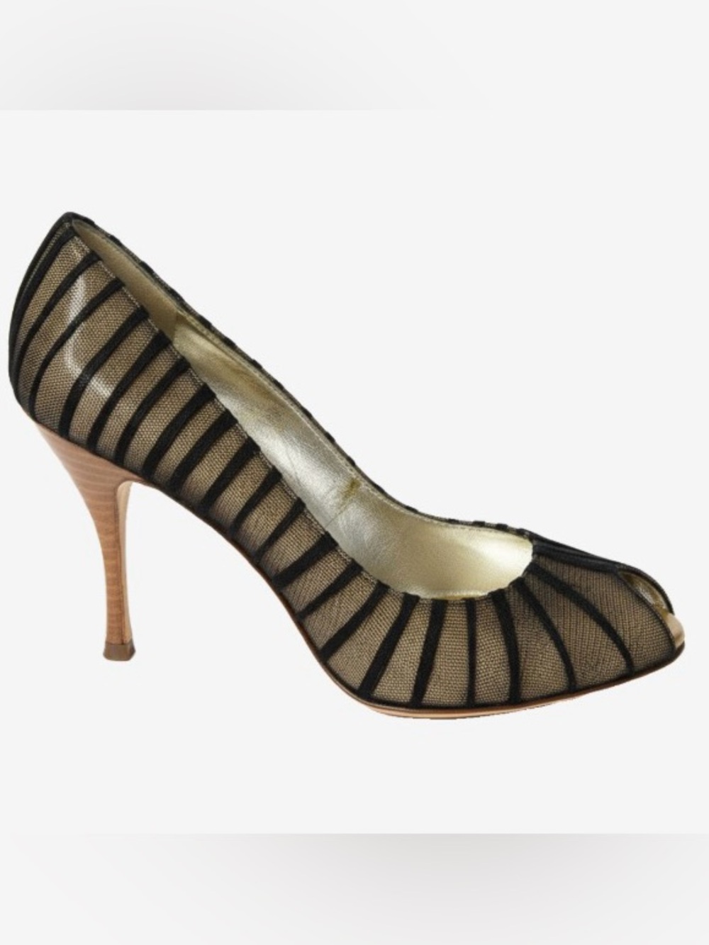 🛍️Dolce & Gabbana Authentic Black and Nude Tule Peep-Toe Heels